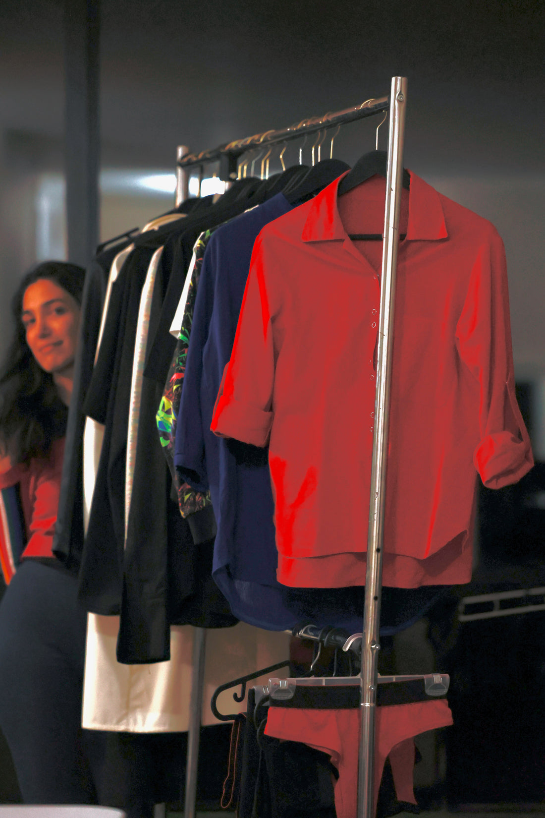 Sanaz In-house Fashion Creative Director for ELZI. Custom clothes that meets your demand and prolong the life of your existing go to clothes. Visible on the picture are linen shirts, merino underwear for men and women, merino t-shirt, raincoat.