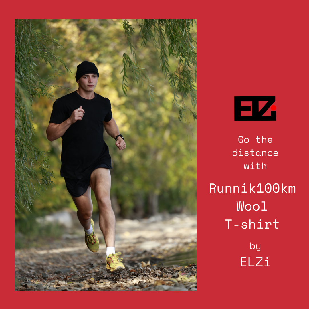 Black Merino Wool t-shirt worn by runnik100km by ELZi, Montreal Seamstress