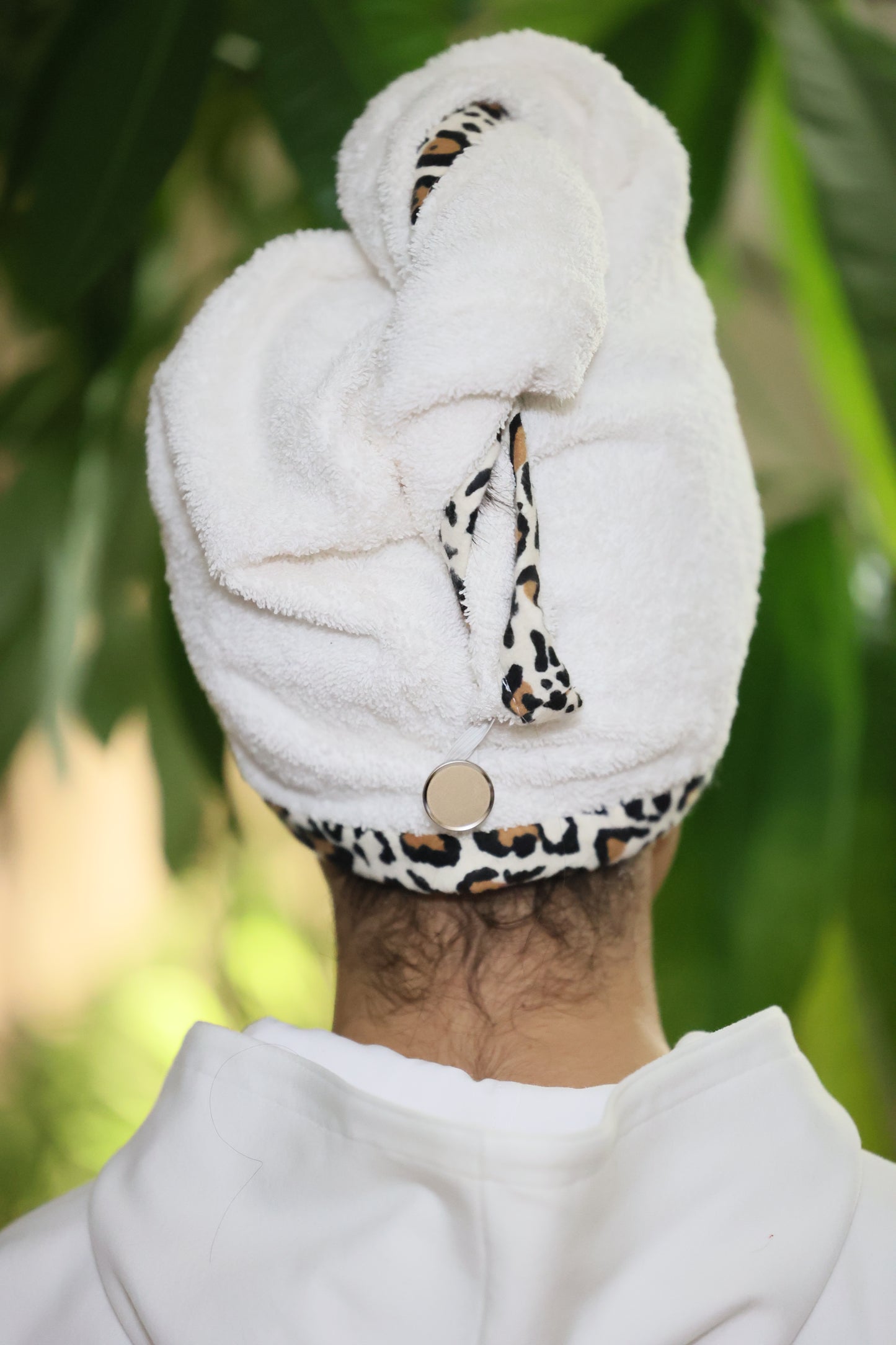 Hair Drying Towel Cap  ,Leopard border