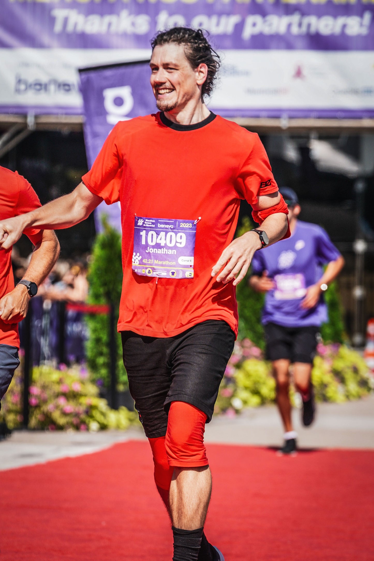 42.2 KM Montreal Marathon Soft touch red bamboo t-shirt
