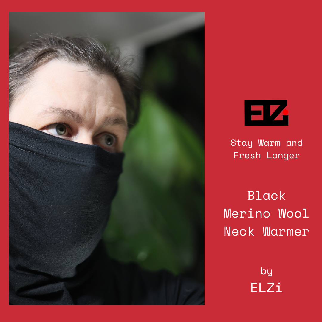 Cache-Cou Noir 100% Laine Mérinos pour bain froid| Cache-cou | Buff par ELZi Couturière Île des Soeurs