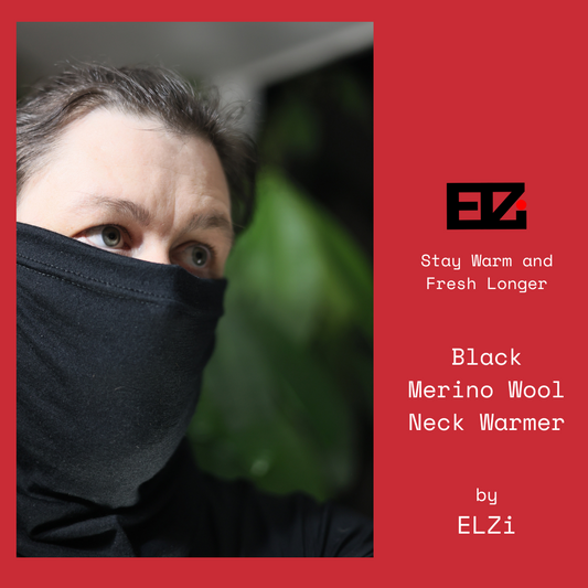 Black 100% Merino Wool neck warmer by EZLi Nuns Island Seamstress