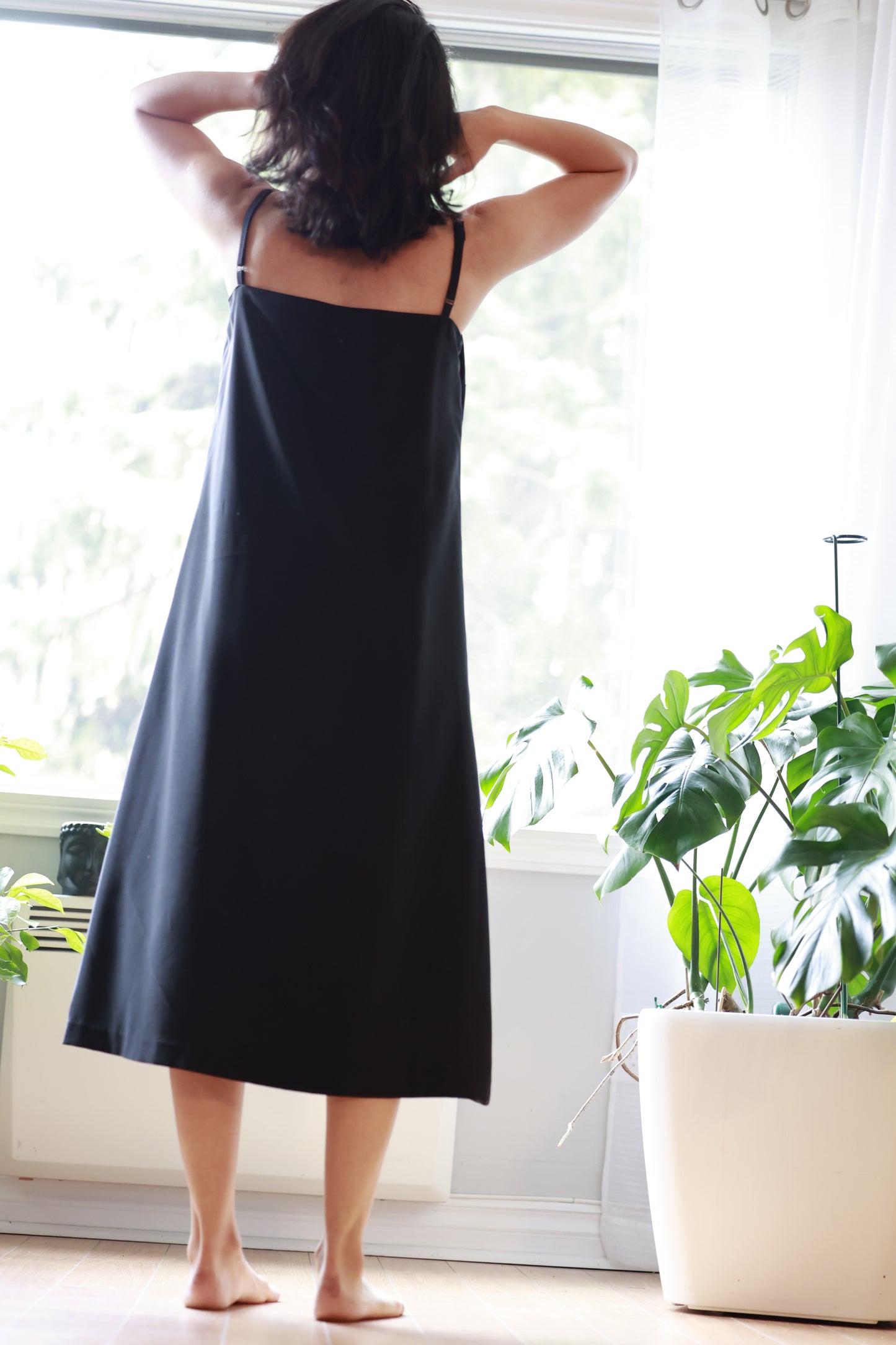 Black silk dress by Montreal dressmaker ELZi.ca