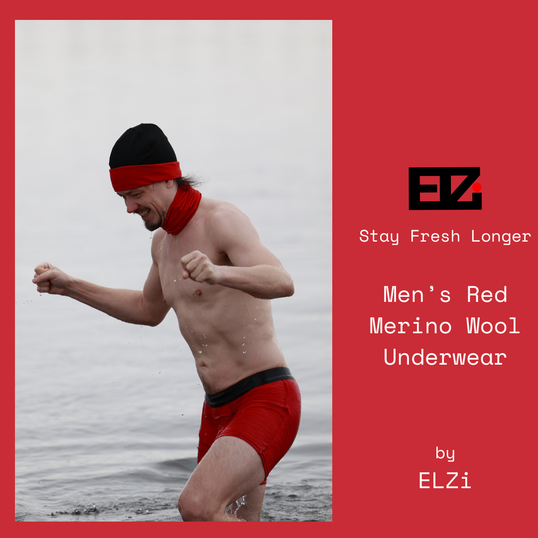 West Vancouver Park Polar Bear Men’s Red Merino Underwear by ELZi - Montreal Seamstress
