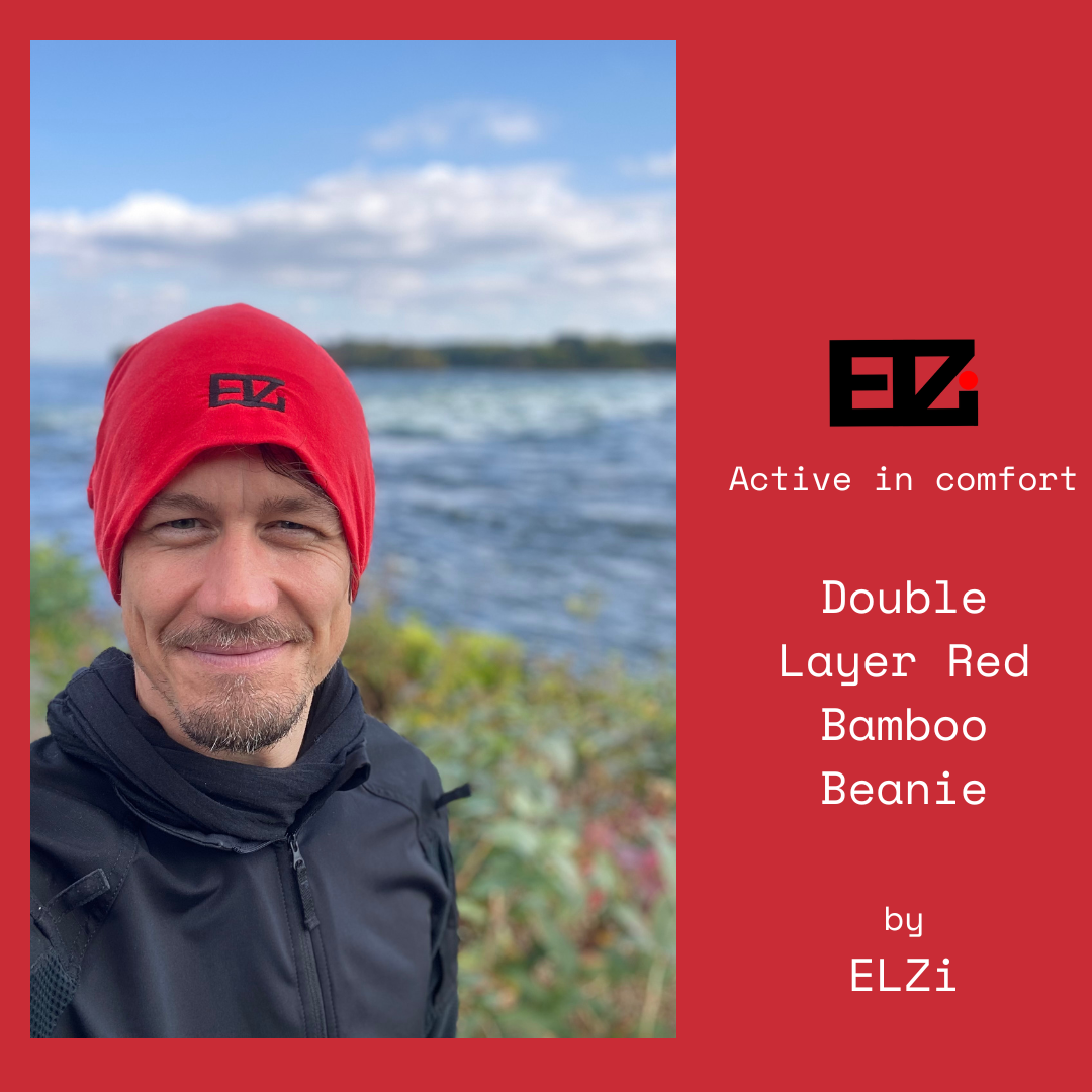 Tuque en bambou rouge devant les rapides de lachine.
