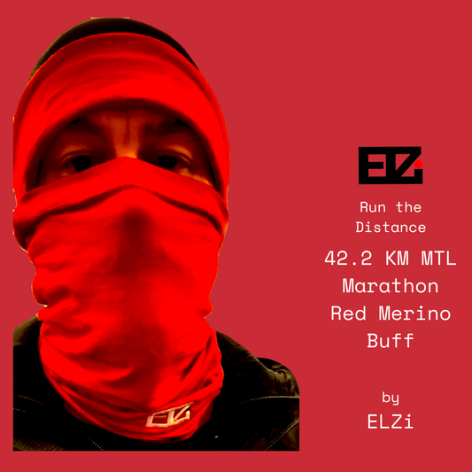 Red Merino Neck Warmer for cold runs. Cache cou en merino rouge pour les courses en hiver.