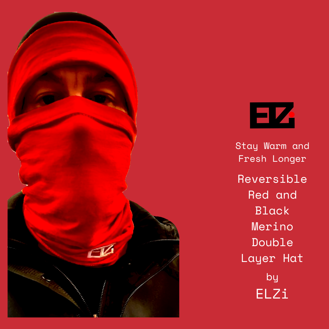 Reversible Red and Black Merino Double Layer Hat