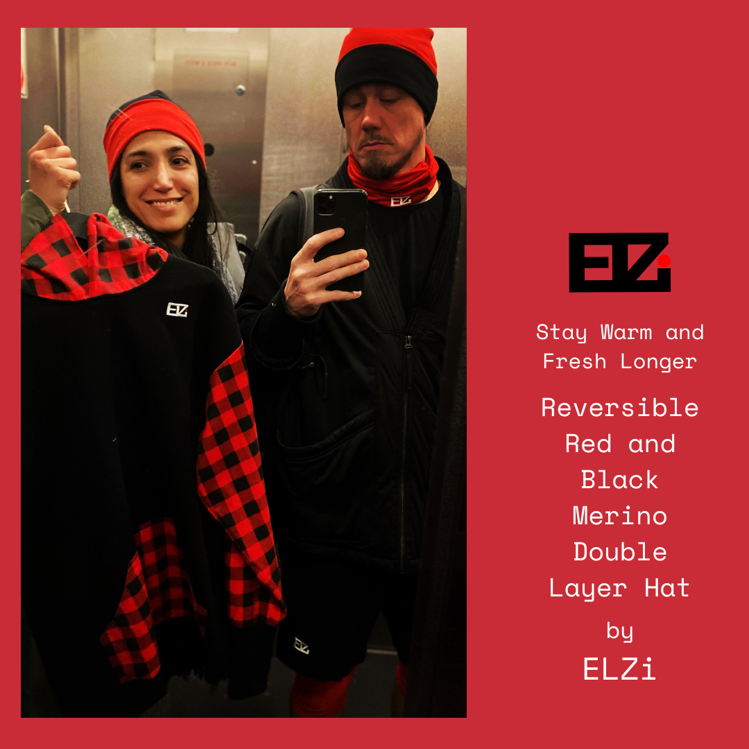 Reversible Red and Black Merino Double Layer Hat