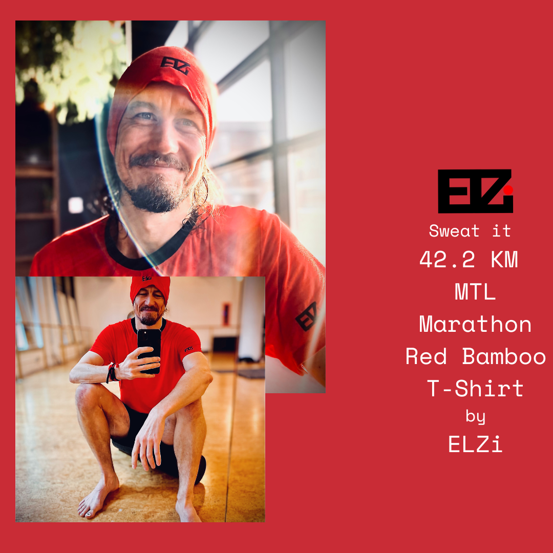 42.2 KM Montreal Marathon Soft touch red bamboo t-shirt