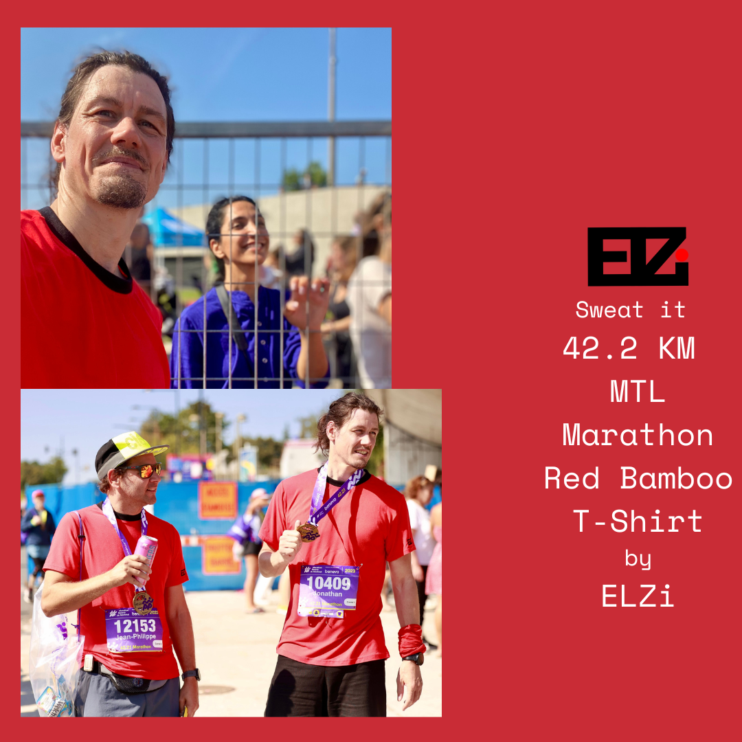 42.2 KM Montreal Marathon Soft touch red bamboo t-shirt