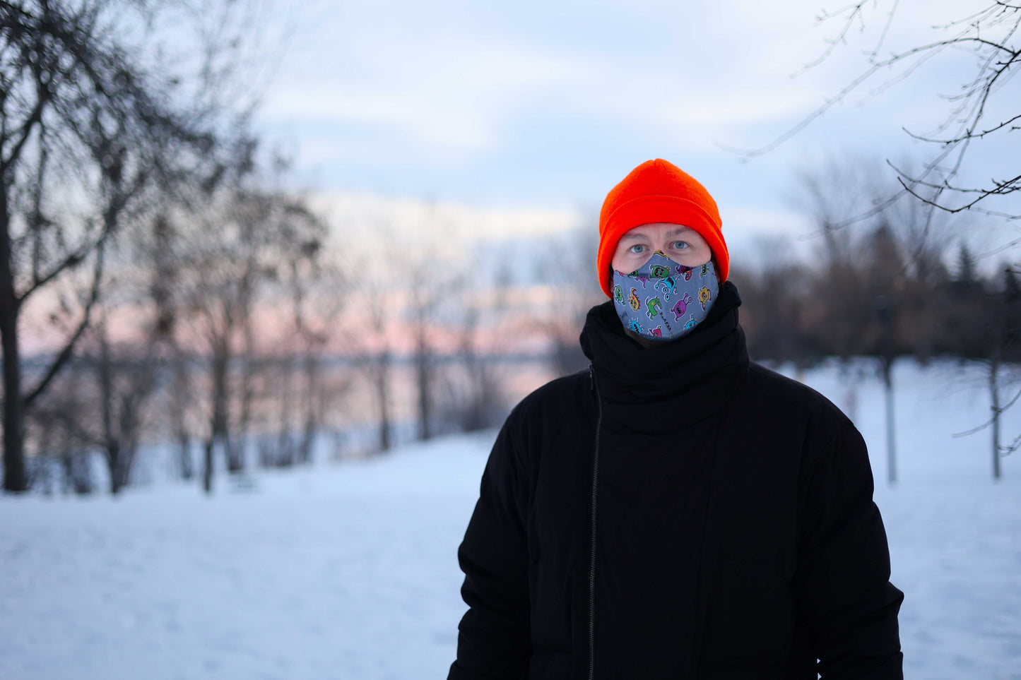 ELZI Orange Wool Hat. Model Jonathan Brunelle