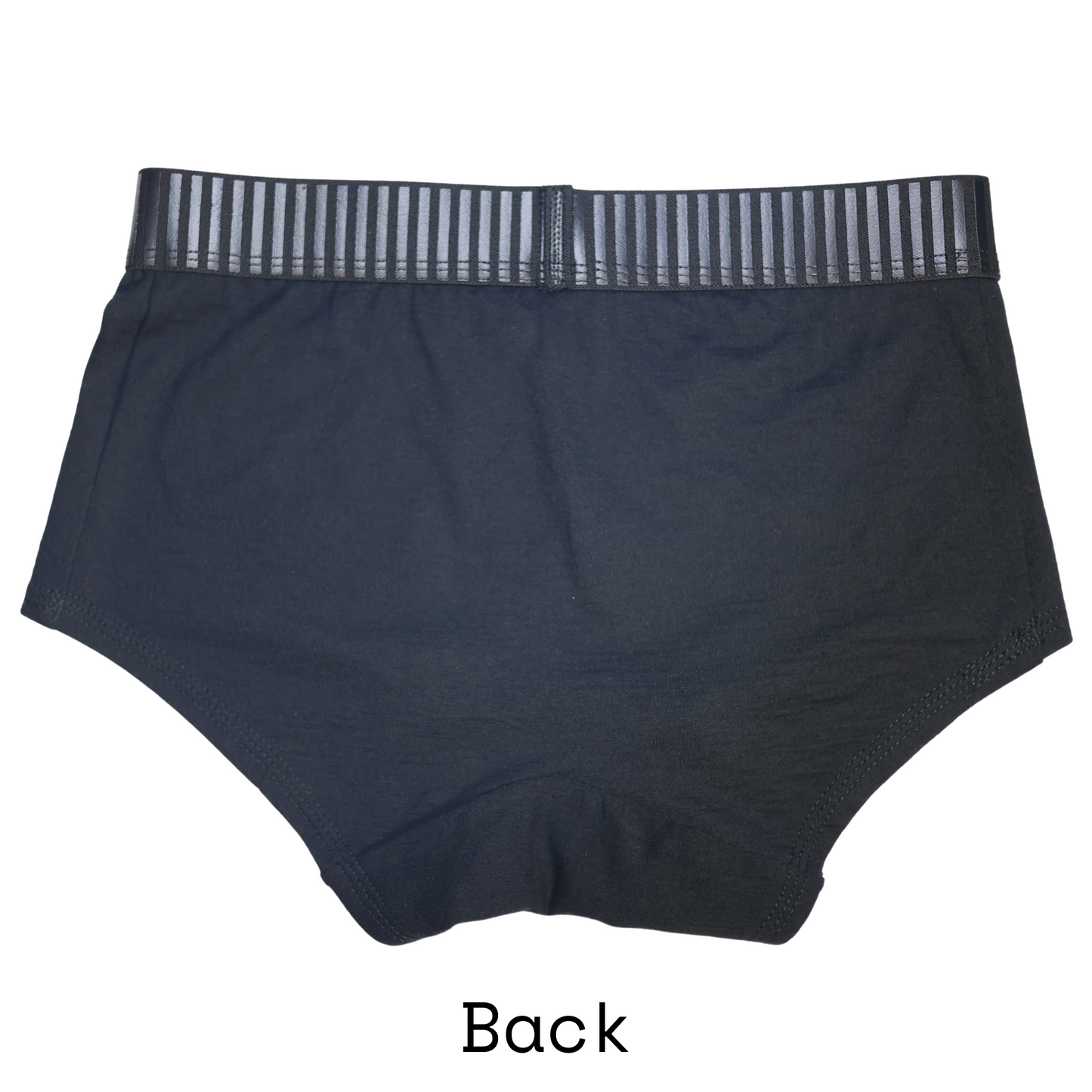 ELZI Black Merino Women Boyshort - Embossed Black on Black elastic