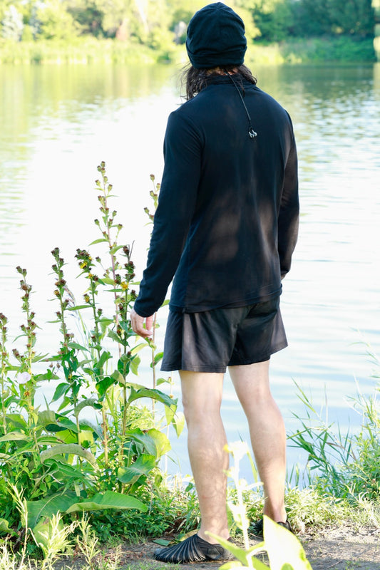 ELZI Black Turtleneck with Model Jonathan Brunelle. Back View