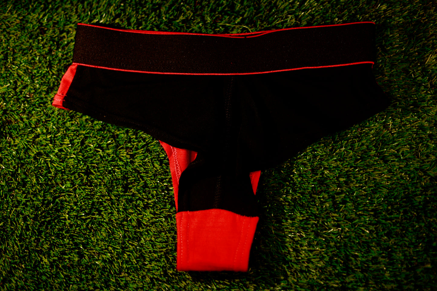 Front red and black back merino underwear. This is back view. ELZi Montreal Seamstress.