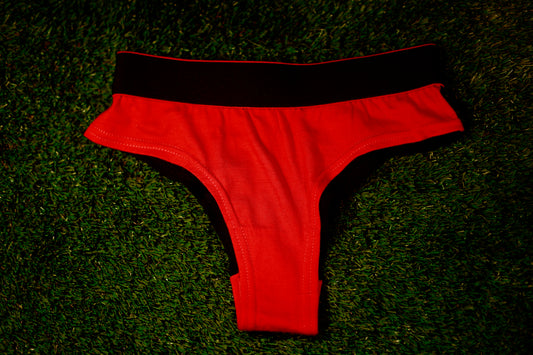 Front red and black back merino underwear. This is front view.
