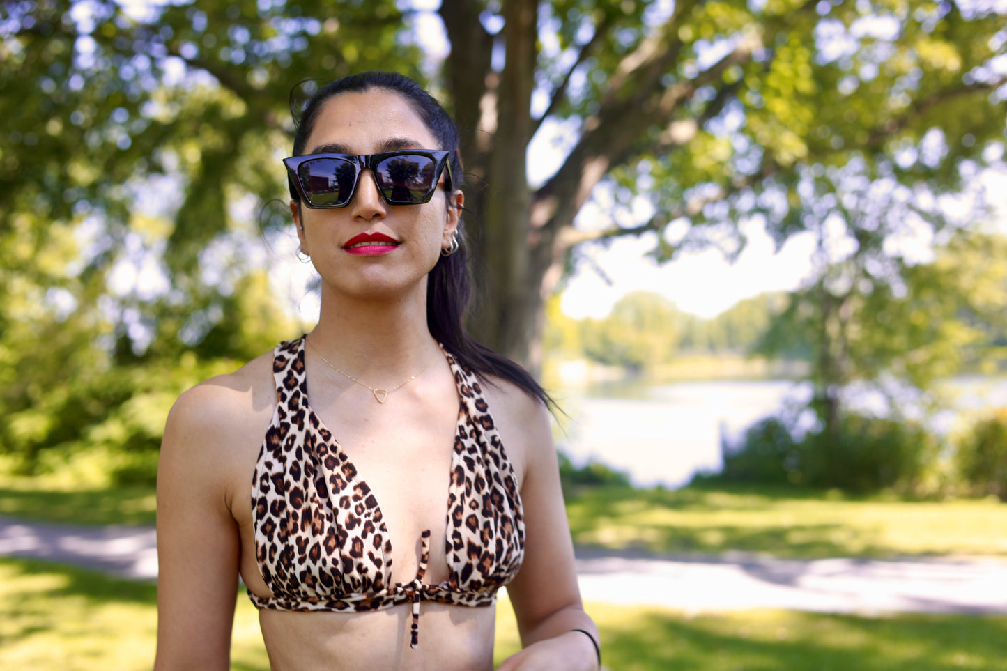 ELZI bikini top wild animal pattern.