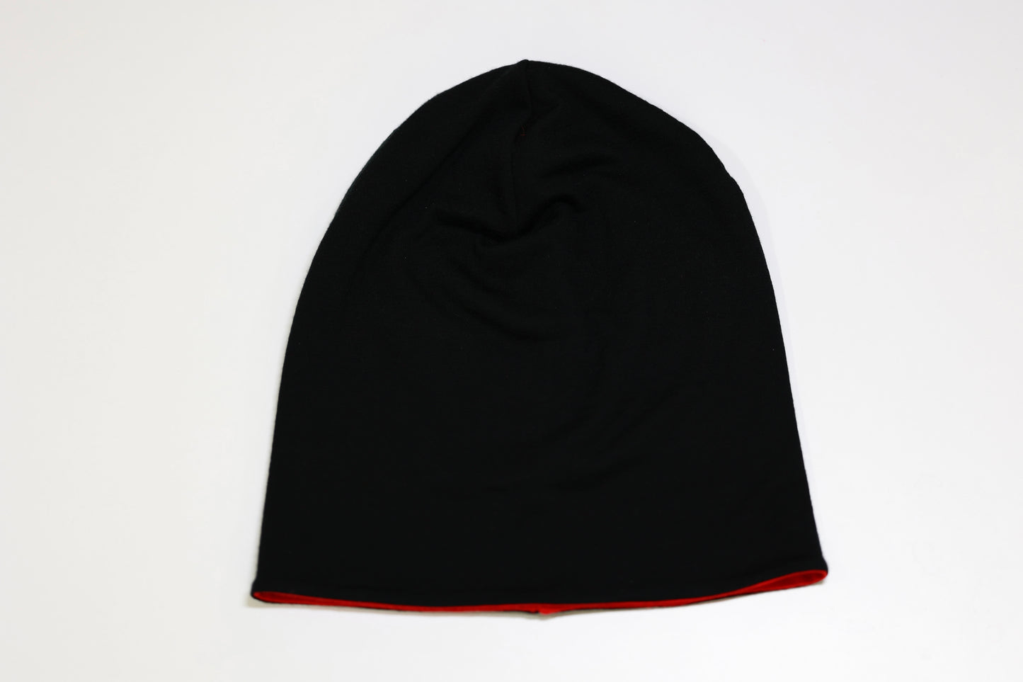 Reversible Red and Black Merino Double Layer Hat