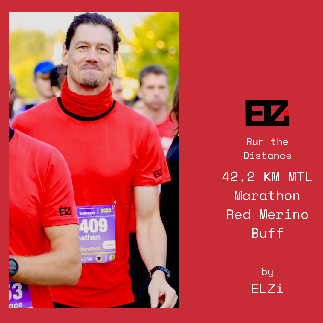 42.2 KM Marathon Red Merino Buff in by ELZi