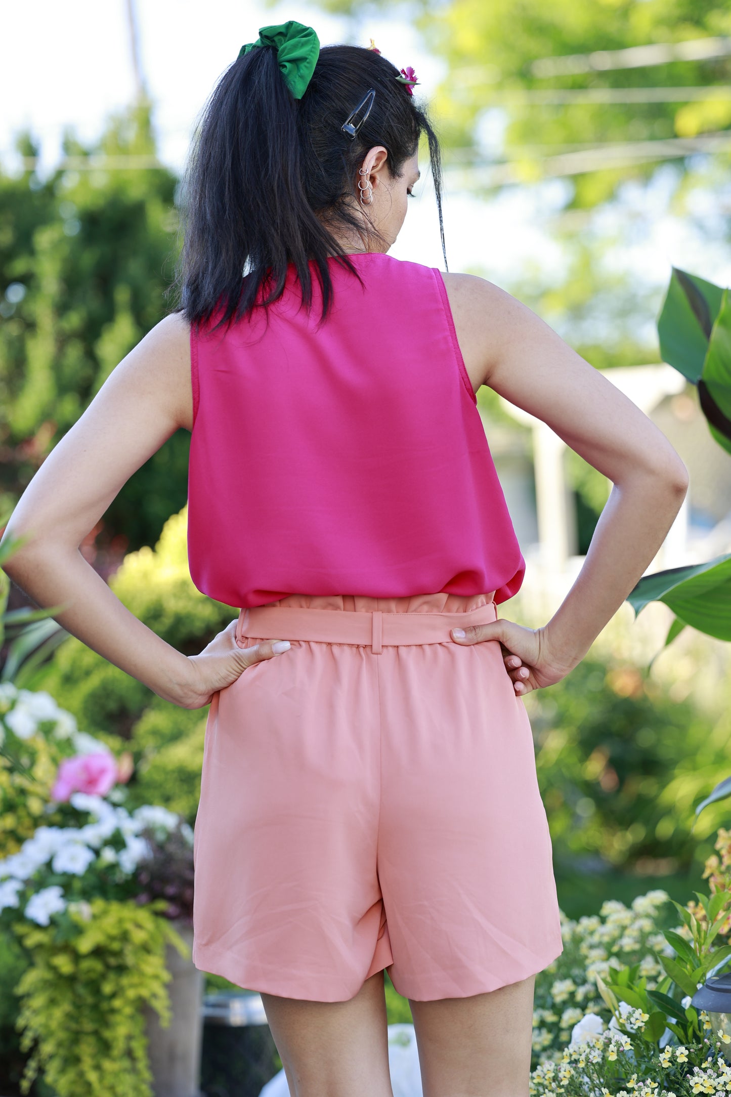 Silk Barberry Rose Glow Pink Wrap Top by ELZi Montreal Seamstress