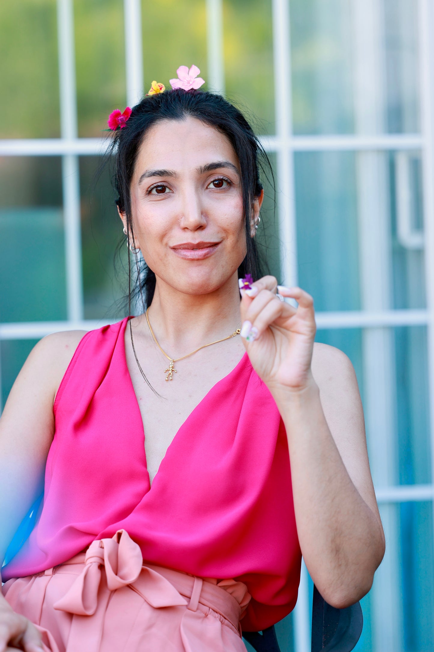 Silk Barberry Rose Glow Pink Top by ELZi, couturière Île des soeurs