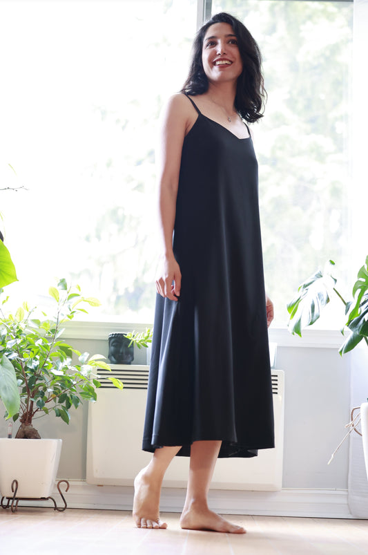 Nuns’ Island Tailor Black Silk Dress