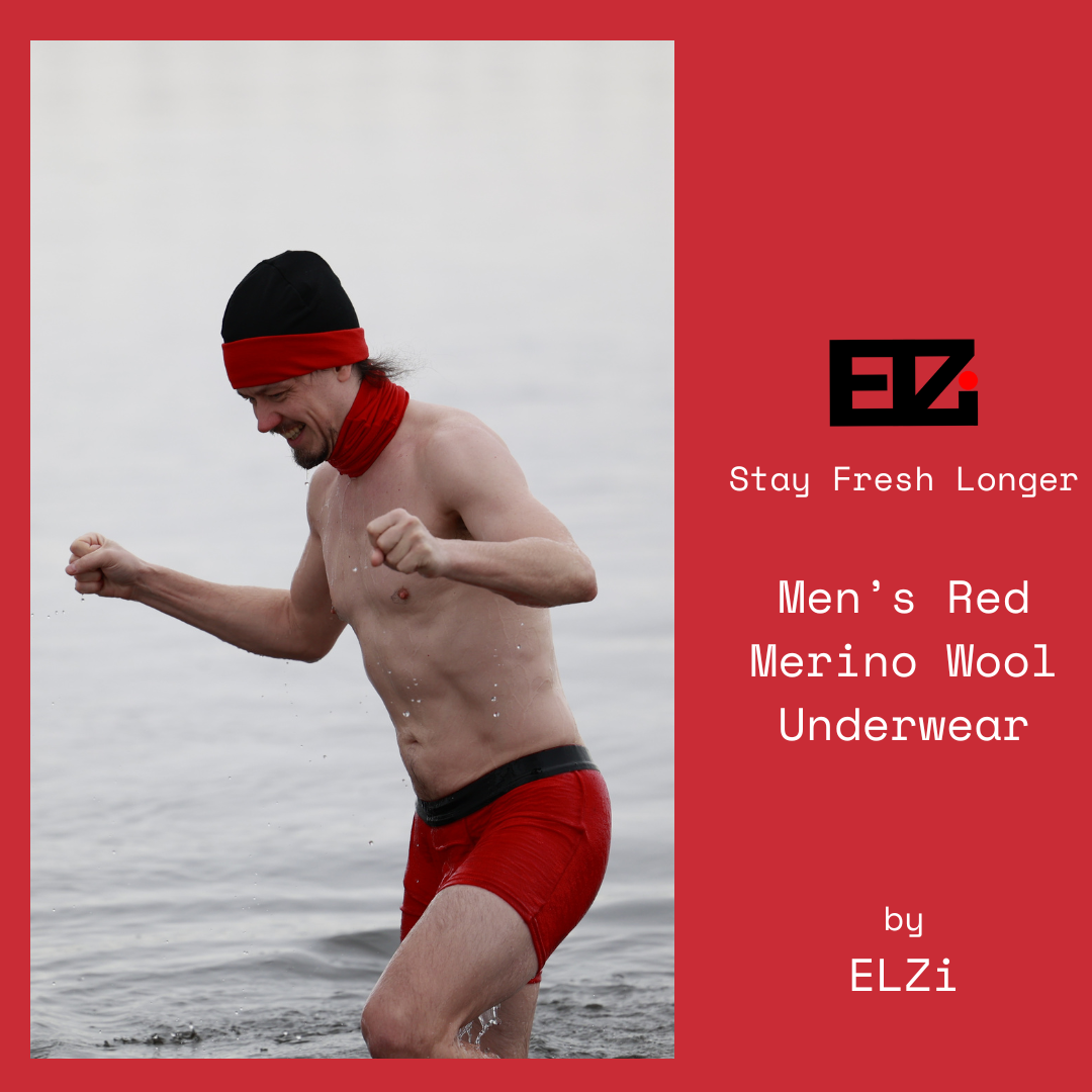 Sous-Vêtements boxer pour homme en laine mérinos mérinos rouge par ELZI