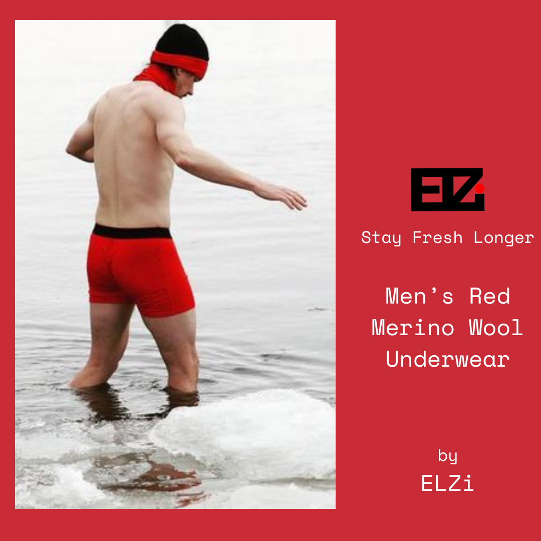 Sous-Vêtements boxer pour homme en laine mérinos mérinos rouge par ELZI