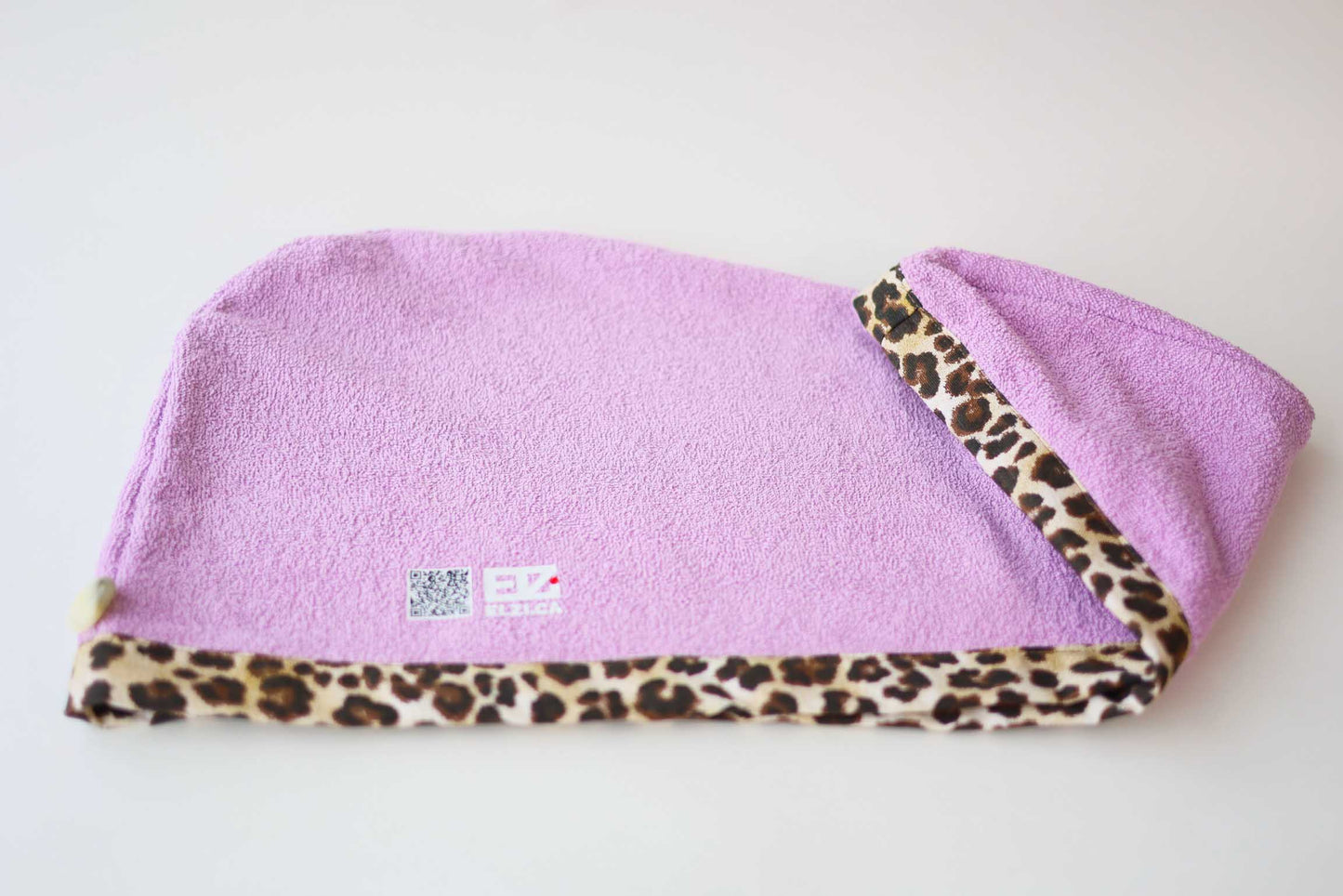 Capuchon de serviette de séchage des cheveux, bordure léopard 