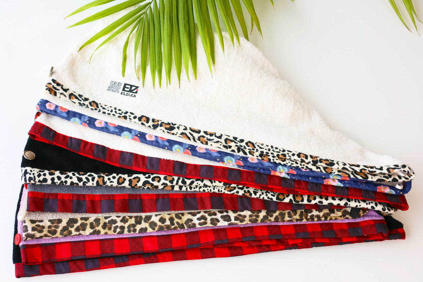 Capuchon de serviette de séchage des cheveux, bordure léopard 