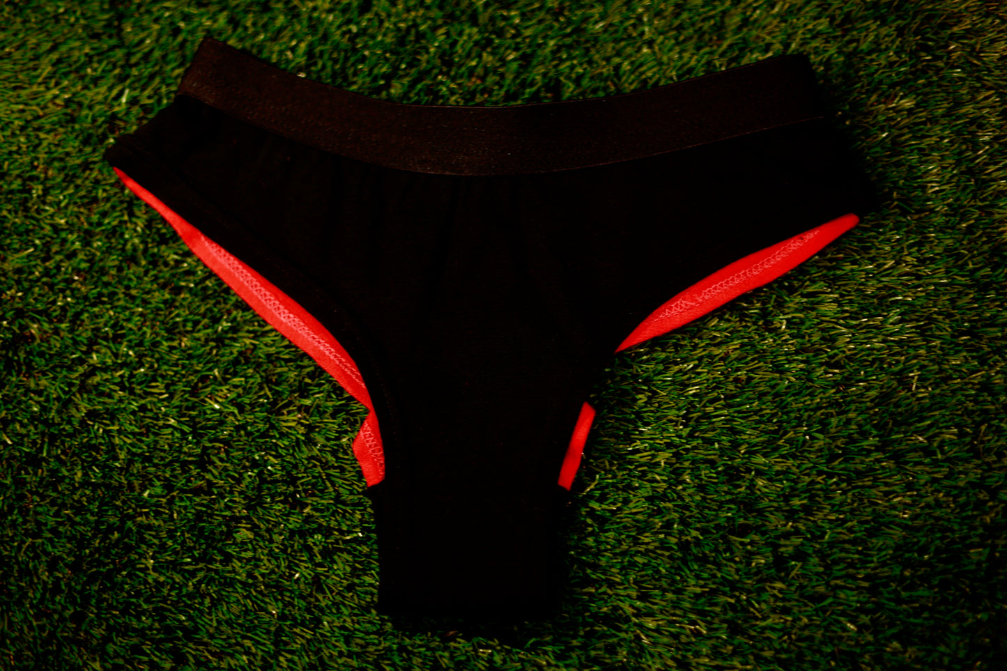 Black Front and Red Back Merino Women's Underwear Panties Front View
