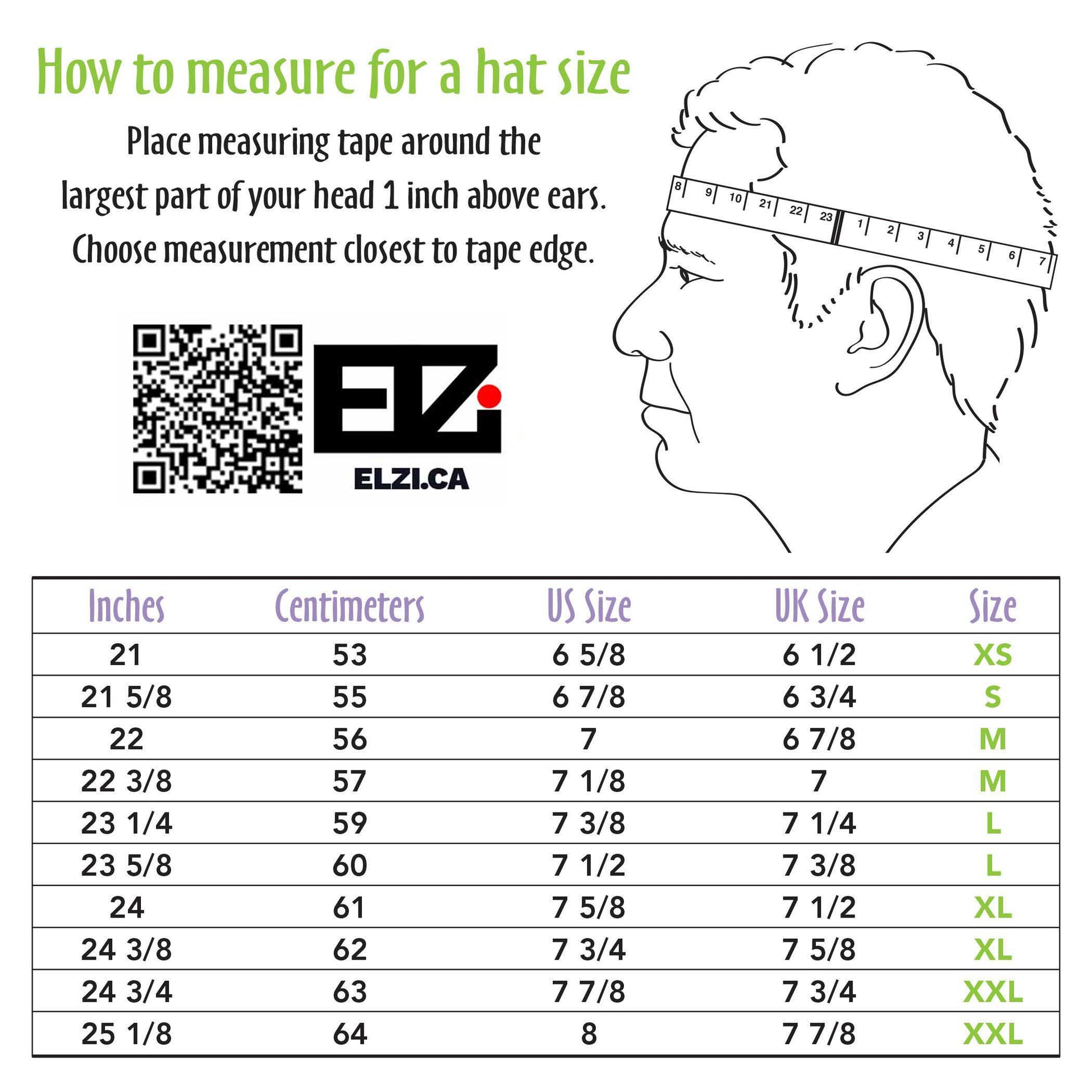 ELZI Head Sizing Chart.