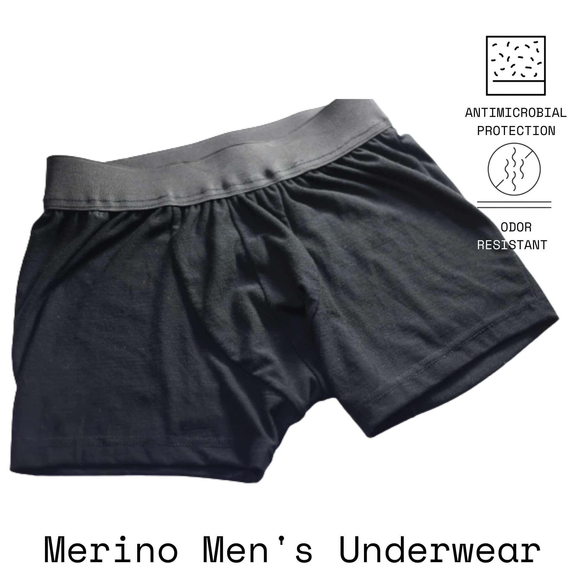 ELZI Black Merino Men's Boxers with Large Grey Elastic – ELZi