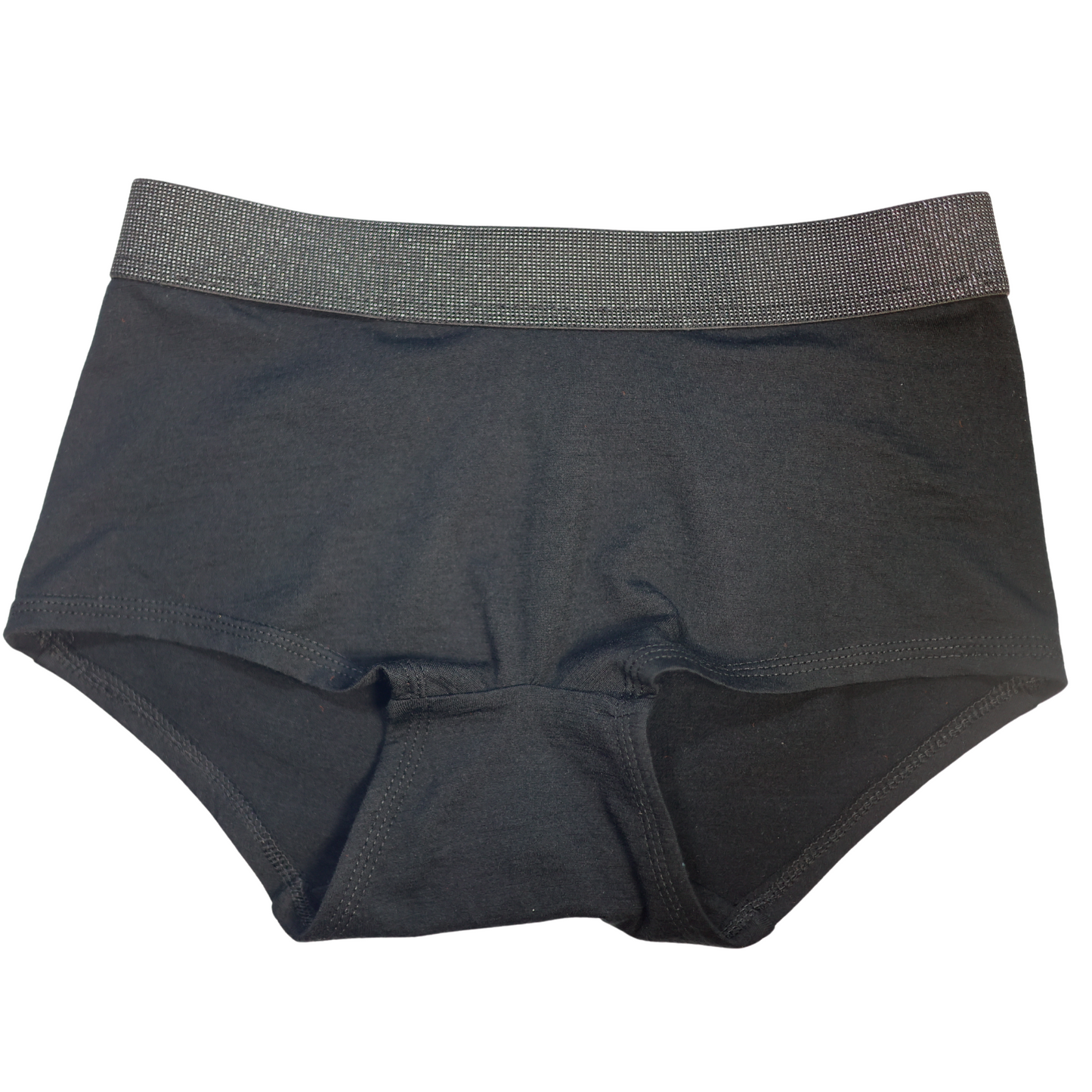 ELZI Black Merino Women Boyshort - Silver Elastic